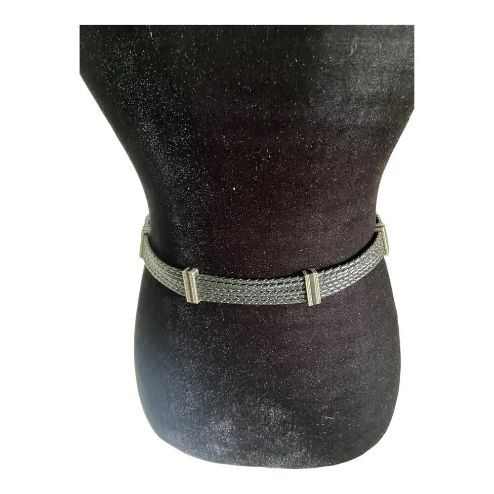 Brighton 30133 Womens Braided Black Silver Belt M 30 Leather‎